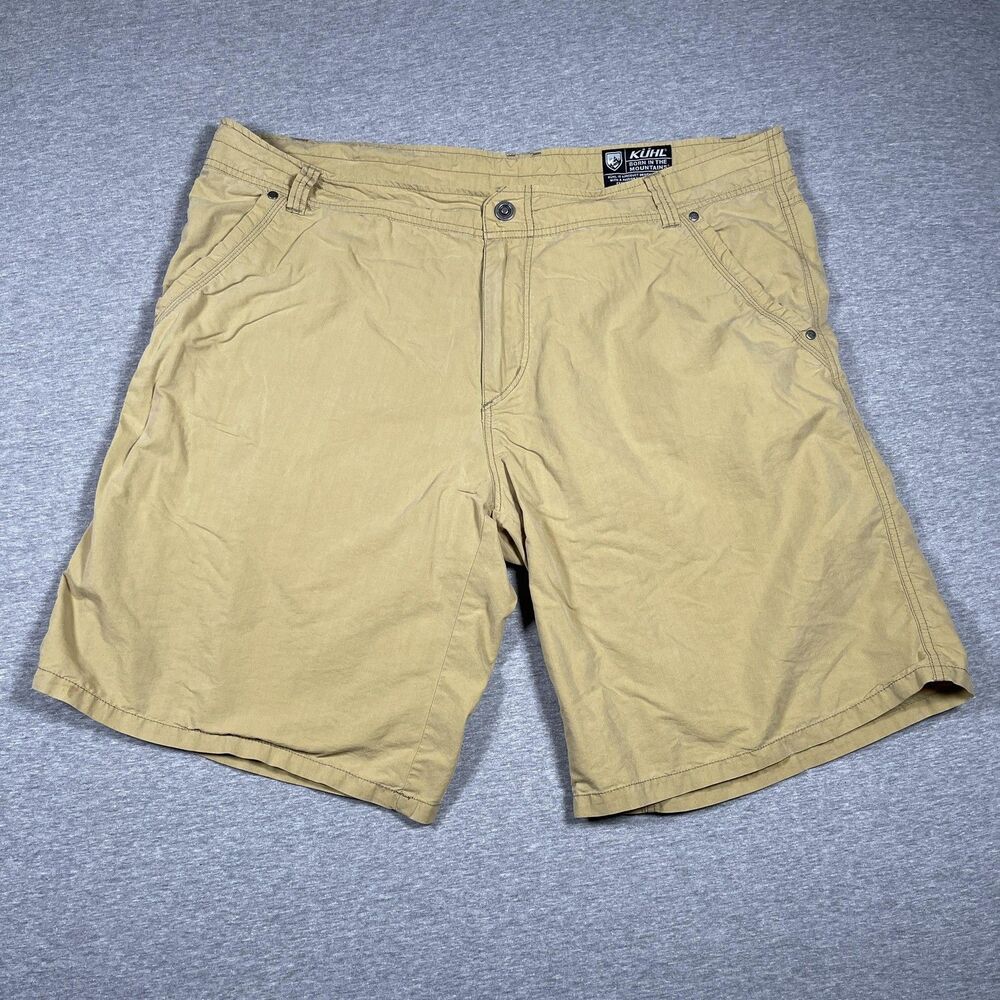 Kuhl Cargo Shorts Mens 42 Beige Cotton Nylon Canvas Relaxed Flat Front 10in